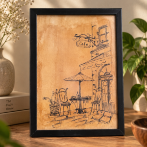 Café Corner – Handcrafted Framed Painting