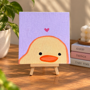 Cute Duckling Handmade Canvas Painting | Mini Canvas Wall & Table Décor