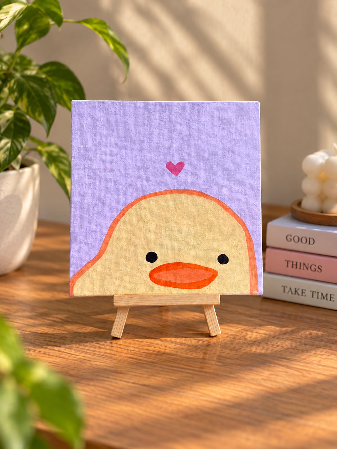 Cute Duckling Handmade Canvas Painting | Mini Canvas Wall & Table Décor