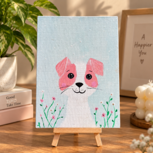 Blooming Paws 🐾 – Handmade Puppy Canvas Painting